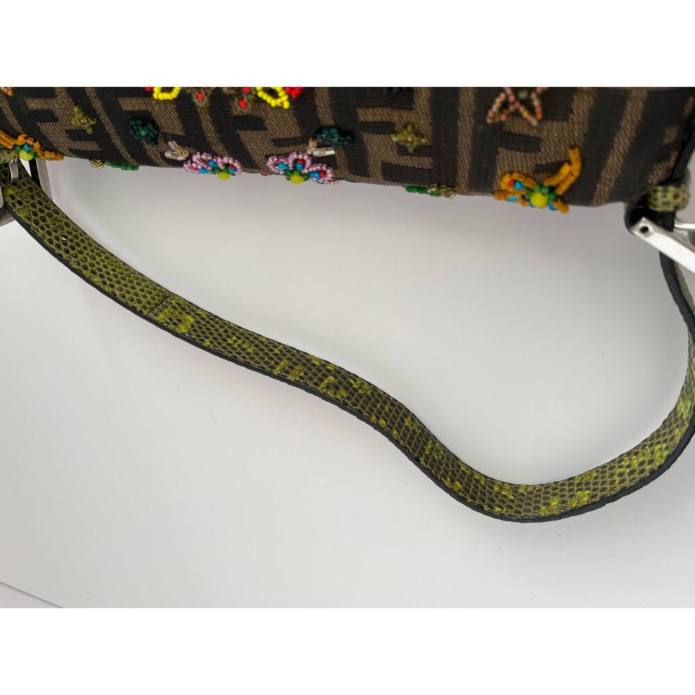 Fendi Baguette FF colorful beaded exotic leather silver hardware rare style - Picture 10 of 11
